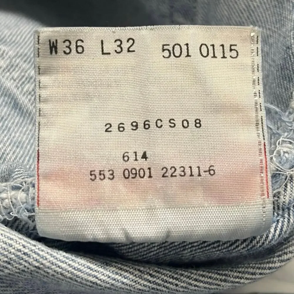 Vintage Levi’s 501 Mens tag 36x32 actual‎ 34x30 Red Tab USA Made 01 Light Wash